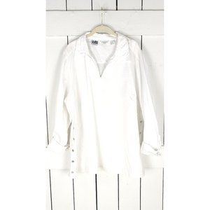 Richard Malcolm white Irish linen side button down pullover blouse shirt 3X